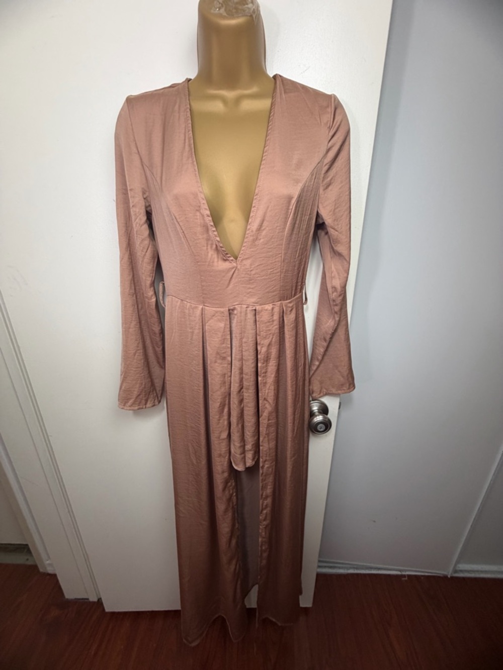 Selfie Leslie Tan “I Am Yours" Plunging V-Neck Maxi Romper Dress NWT S *NO SASH*